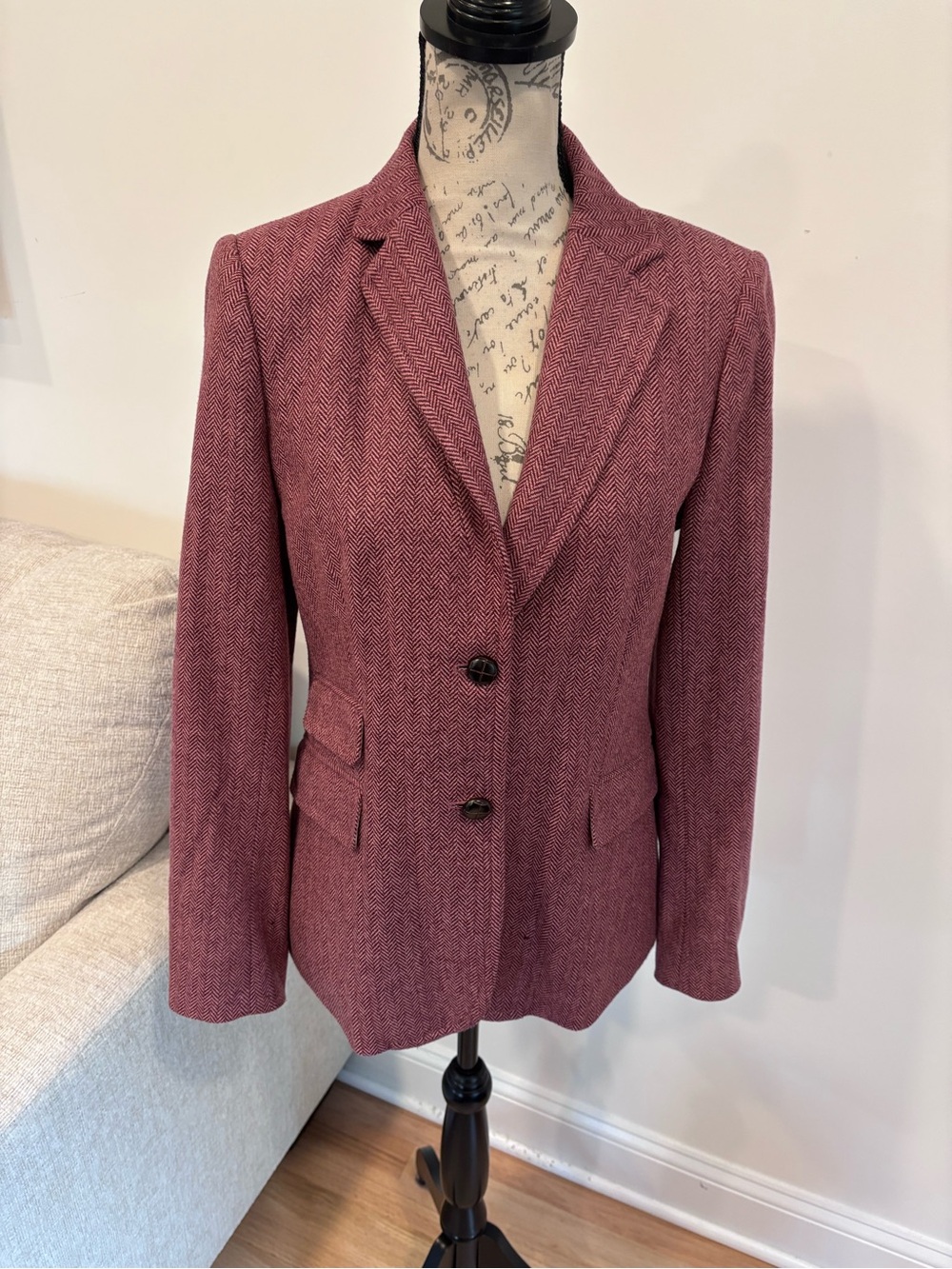 J. Crew Sommerset English Wool Women's Blazer in Herringbone Pink size 10